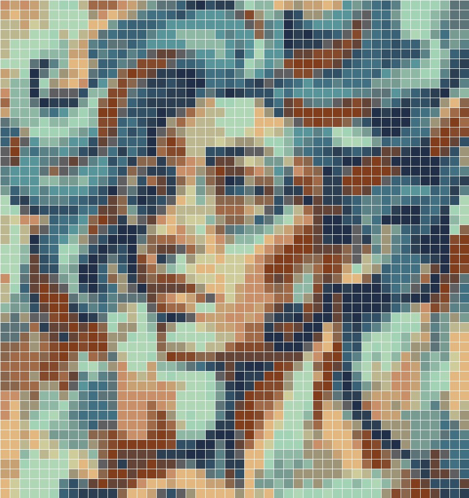 Stylised portrait · 48 wide · 24 colors