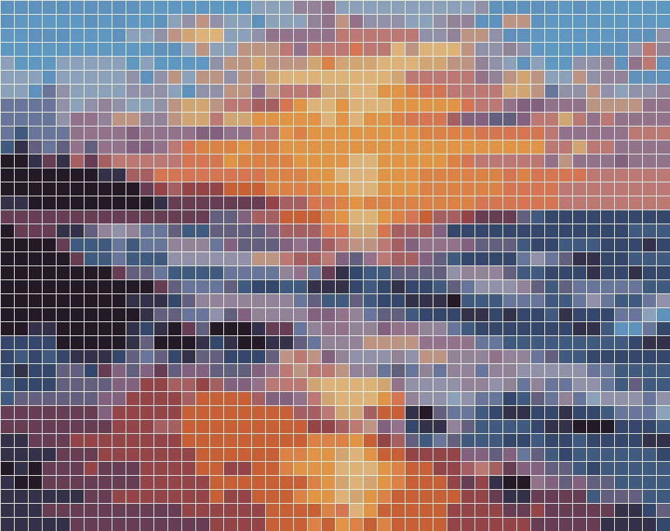 Sunset seascape · 48 wide · 24 colors